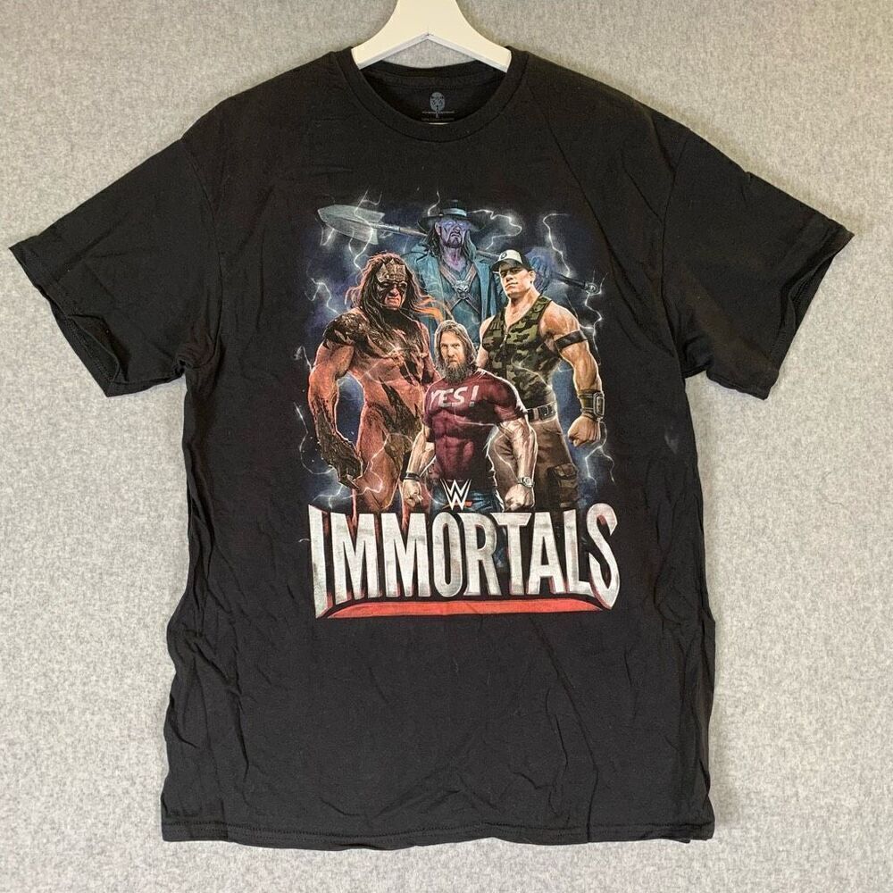 WWE Men’s Size Large Immortals Graphic Game T Shirt Black Short Sleeve Casual